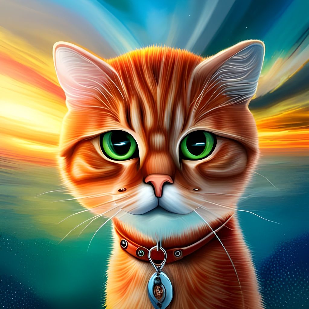 Orange Cat Skydiver in Vibrant Sunset