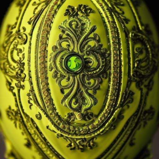 Lime Green Faberge Egg in Hyperrealistic Detail