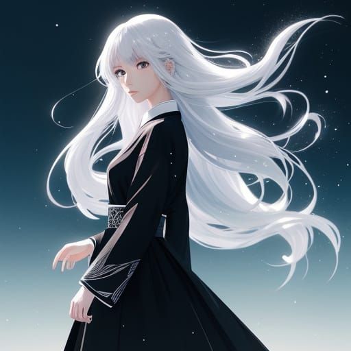 Anime Girl with Ethereal Sparkles in Japanese Art Style