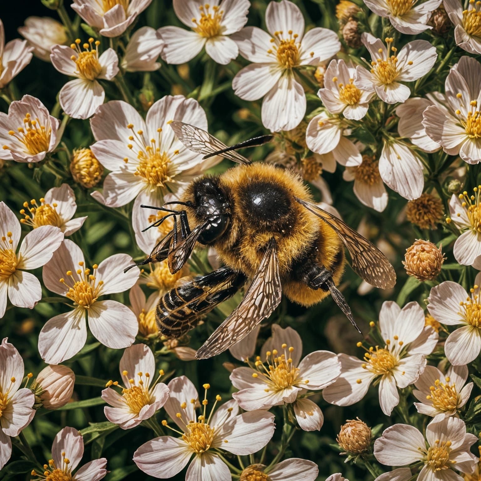 Macro Photograph of Bees and Butterflies on Flowers