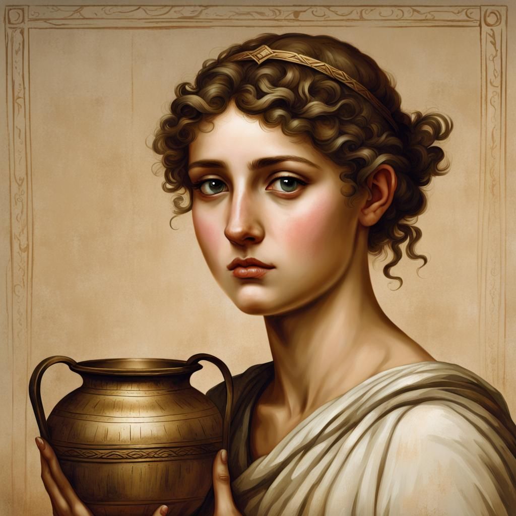 Ancient Greek Lady with Vase Portrait