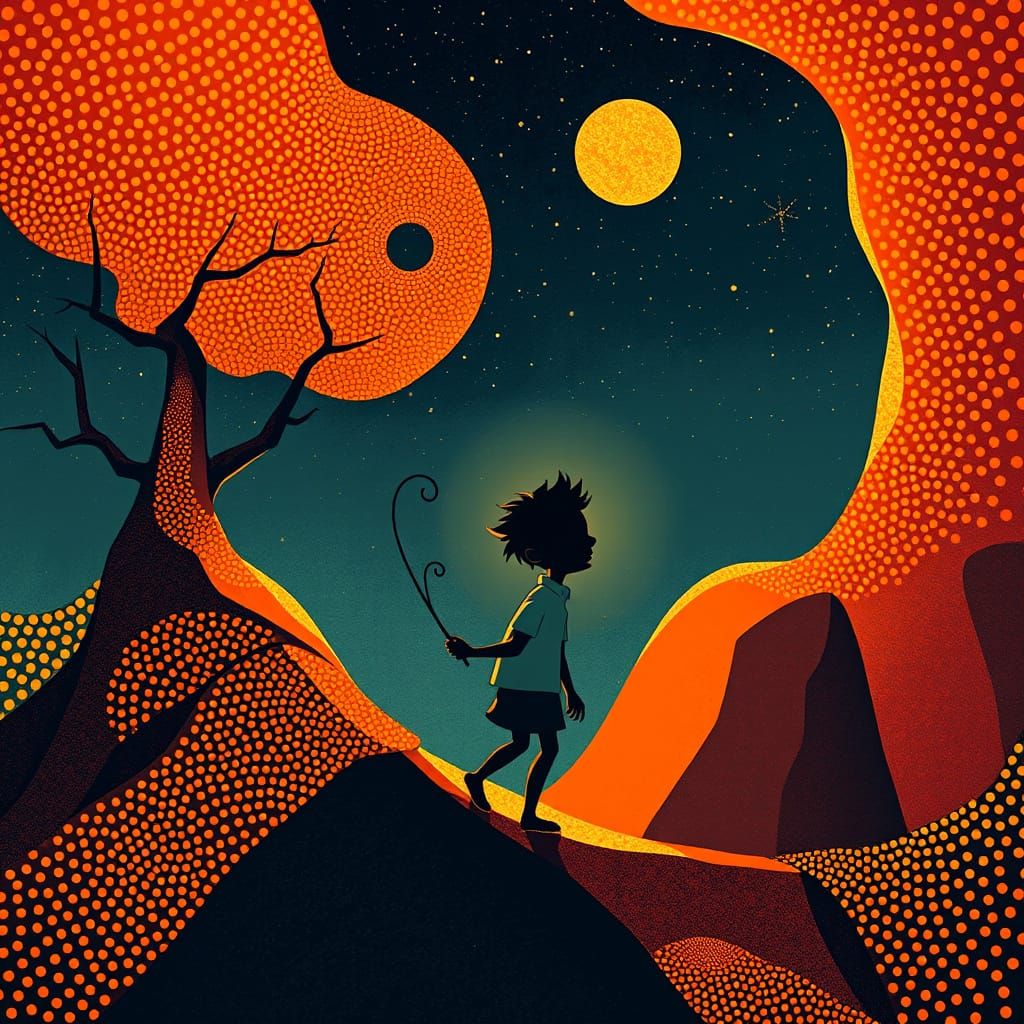 Whimsical Surreal Figure Adapting to Change