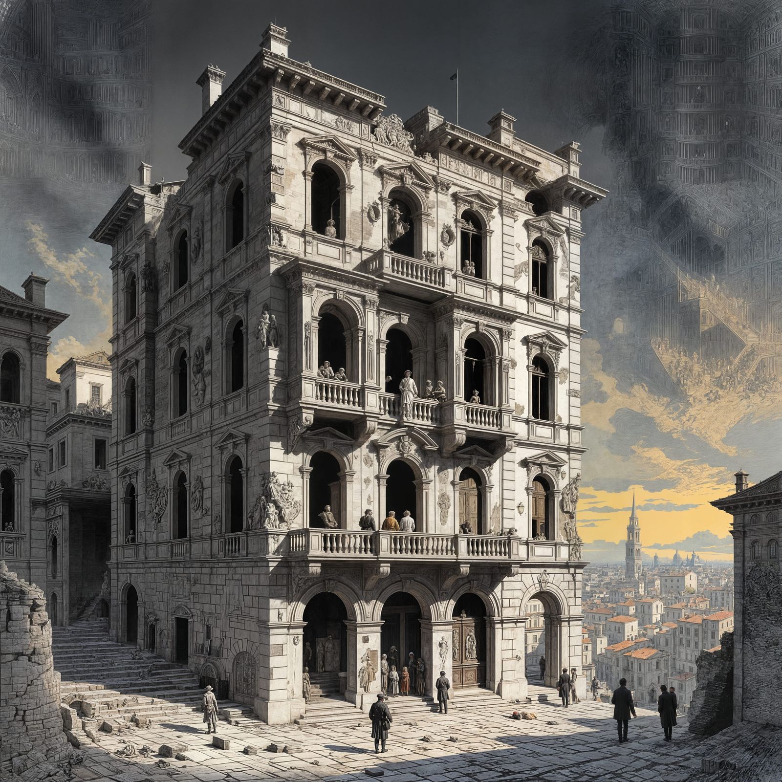 Architectural Interior in Piranesi Style