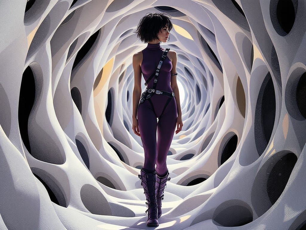 Futuristic Goddess in Infinite Geometry