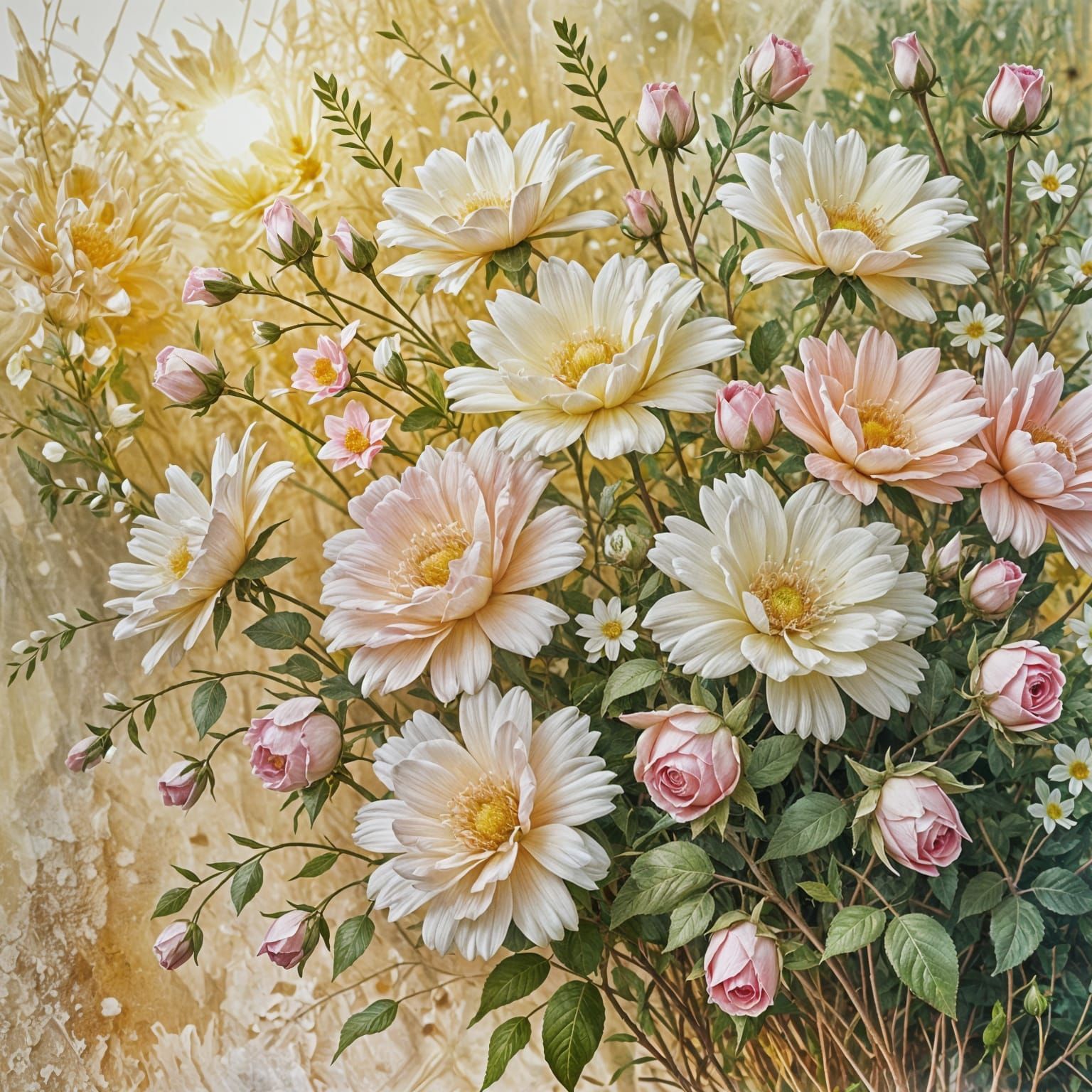 Abstract Floral Design in Pastel Gradients