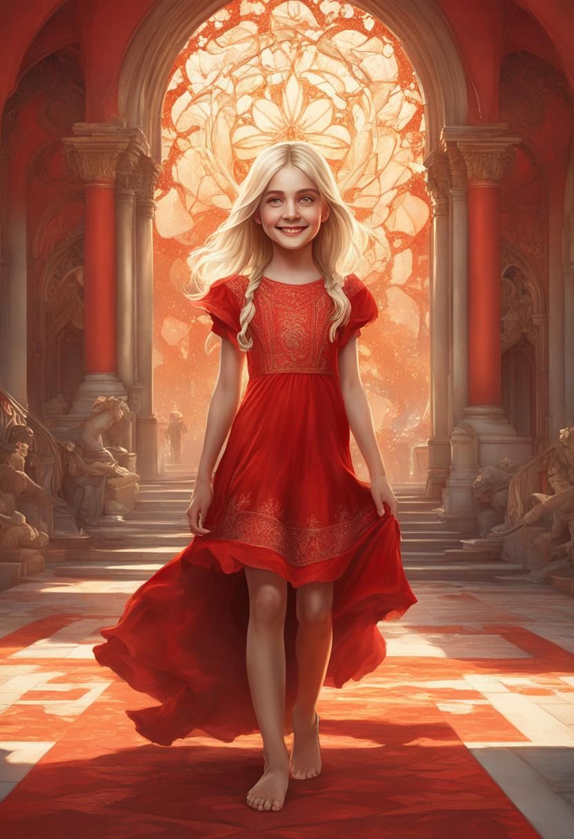 Vintage Portrait of a Blond Girl, Hyperdetailed Digital Art