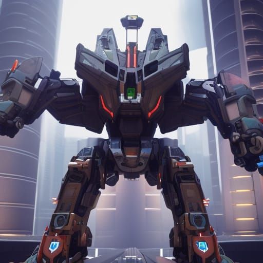 Futuristic Voltron Mech in Sci-Fi Cinematic Style