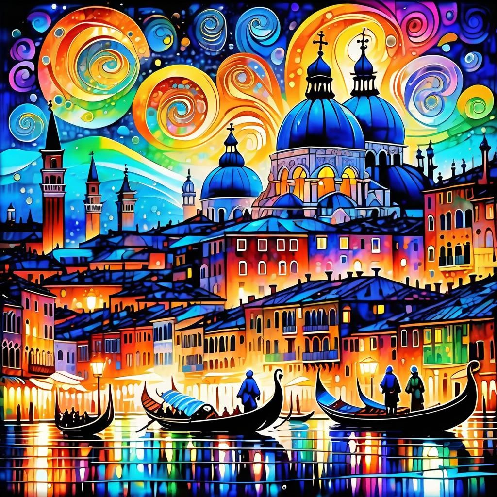 Psychedelic Midnight Cityscape Fairytale in Digital Art