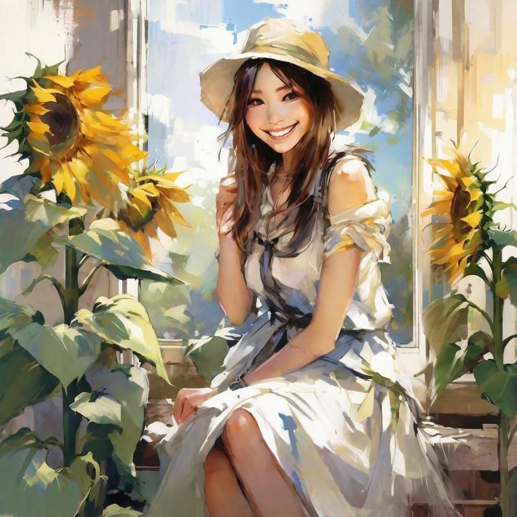 Anime Girl in Formal Dress with Impressionistic Style