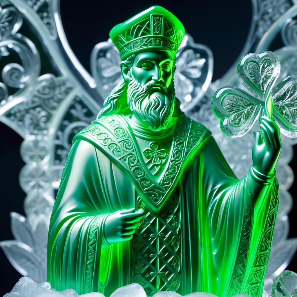 Elegant Ice Sculpture of Saint Patrick