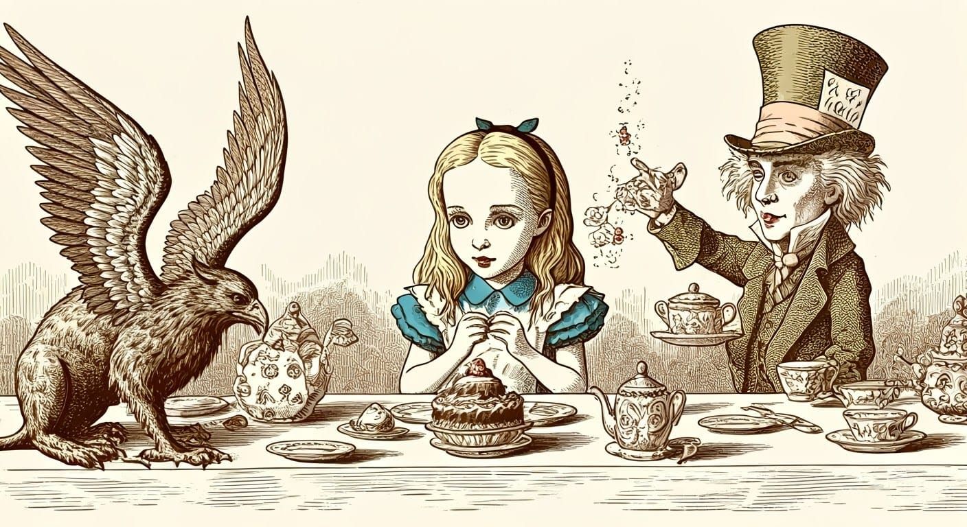 Alice's Tea Party: A Vintage Wonderland Engraving