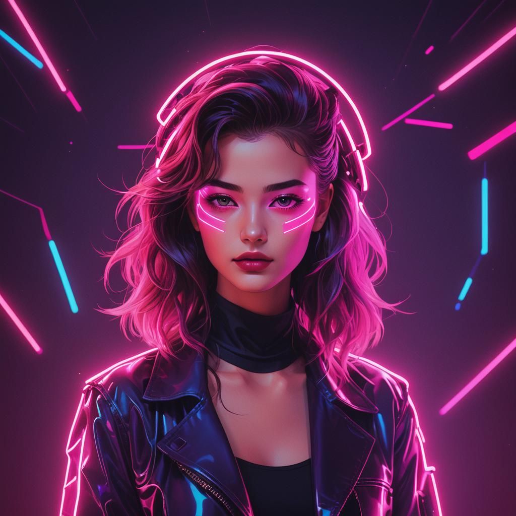 TikTok Logo in Synthwave Neon Style