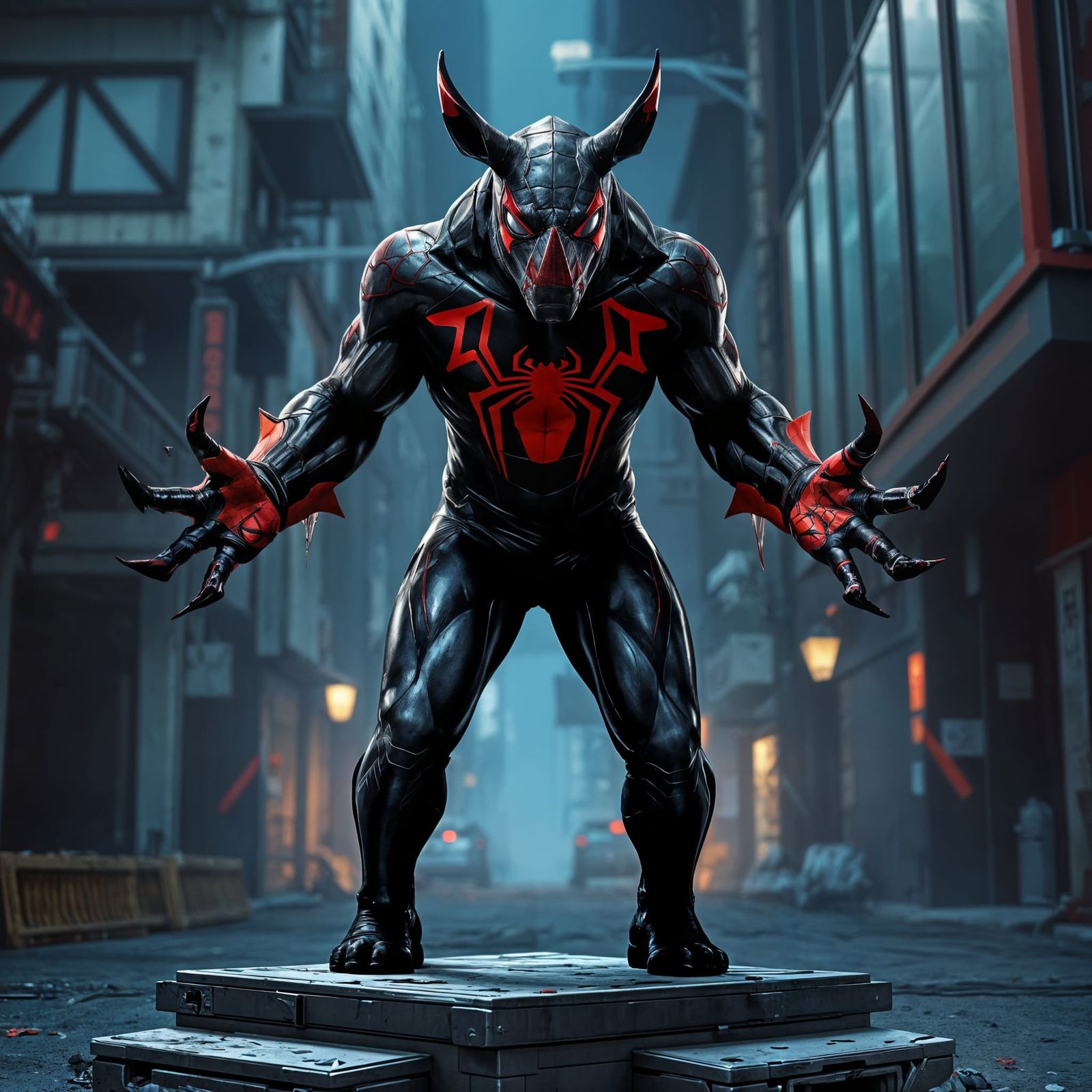 Spider-Rhino Hybrid in Comic Book Style