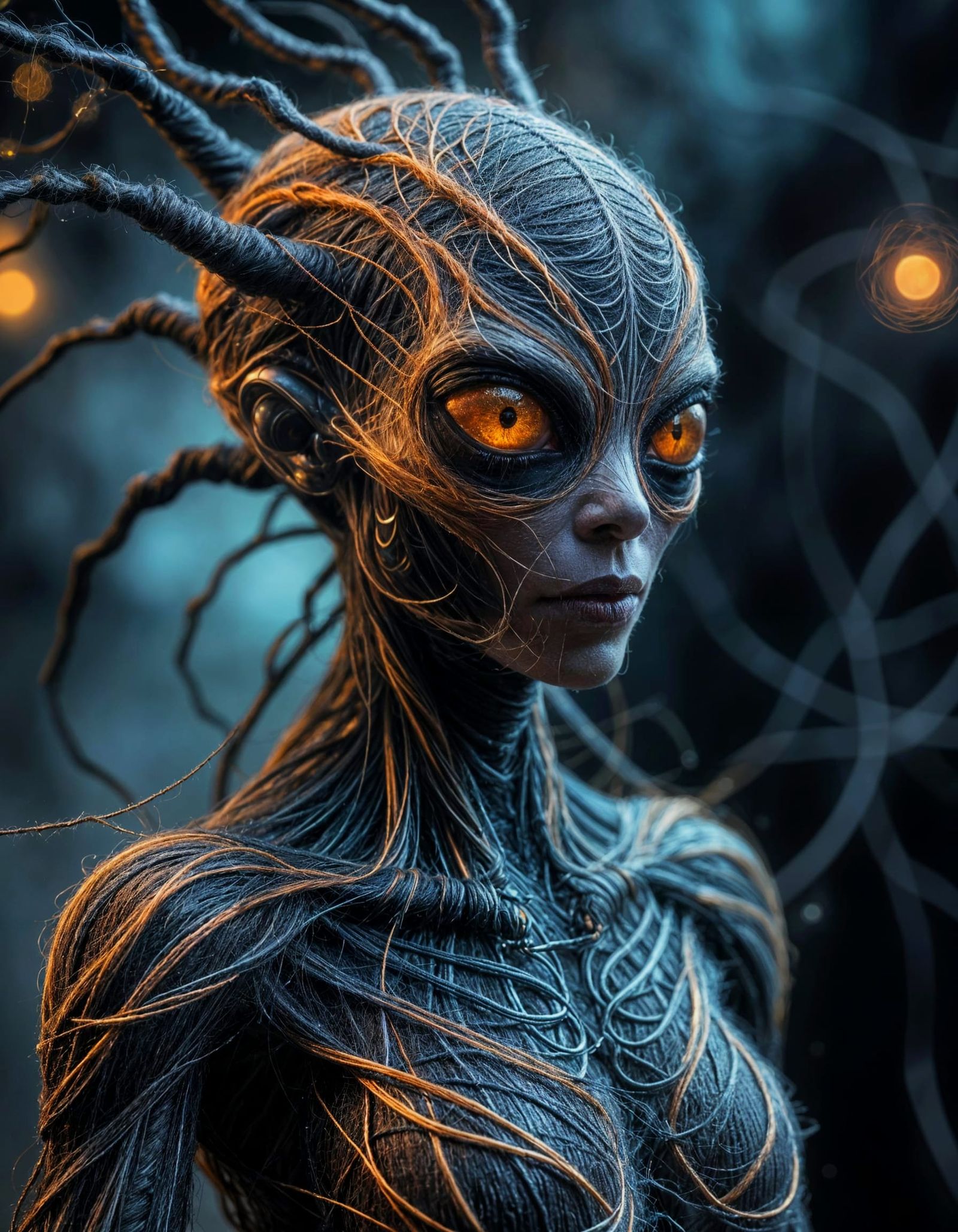 Ethereal Alien Captive in Felted Wool Tapestry