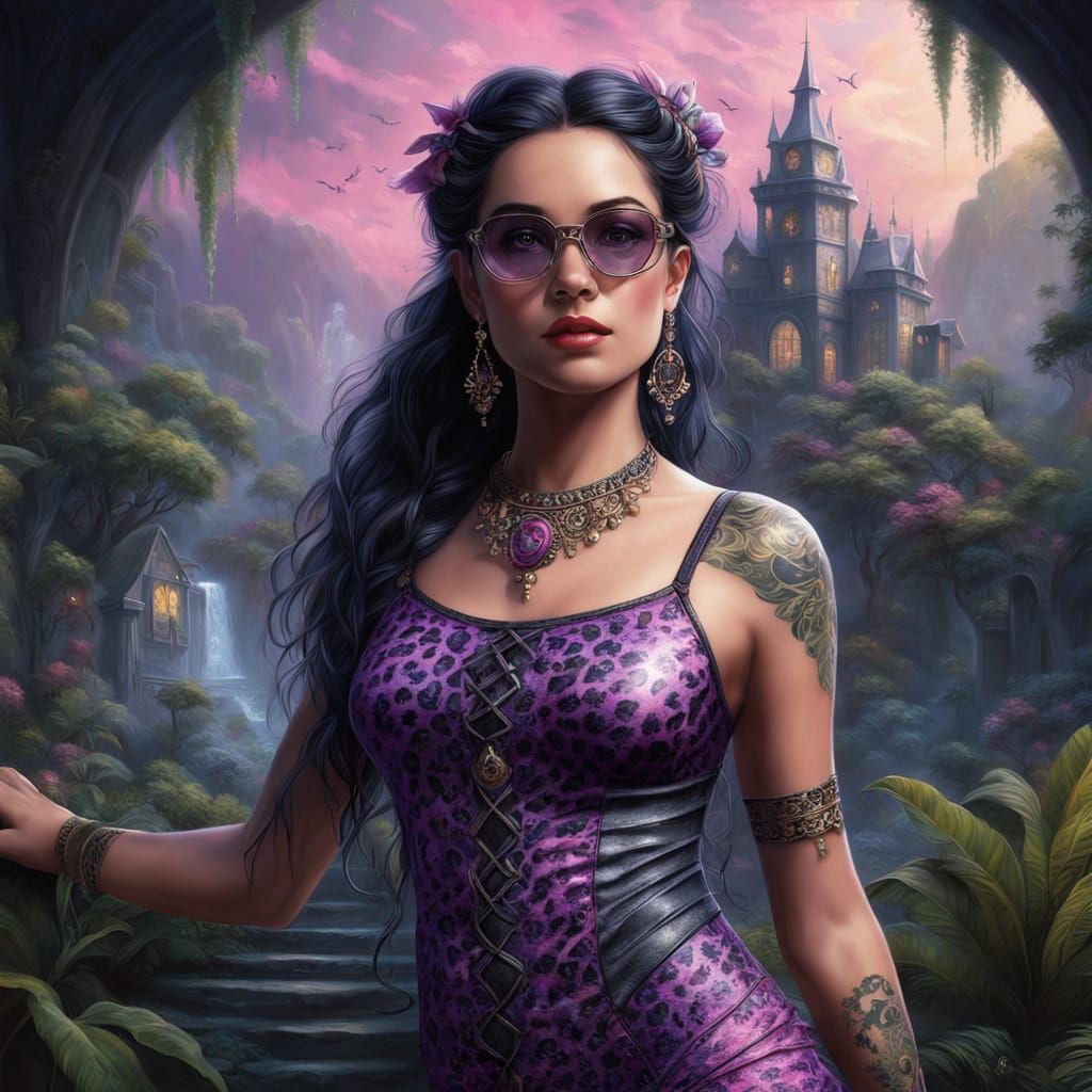 Goth Latina Goddess in Mystical Jungle Setting