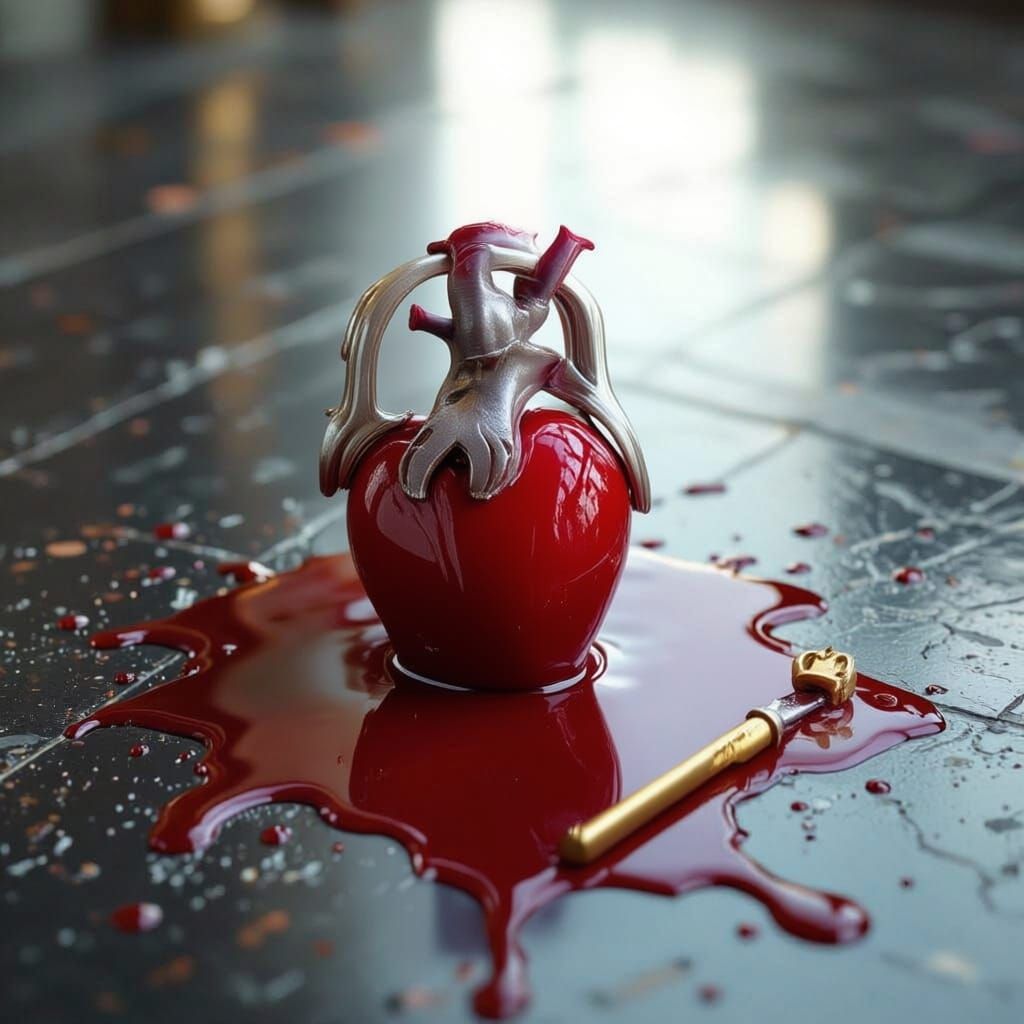 Bleeding Heart with Keyhole Void and Golden Key