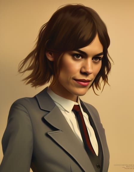 alexa chung, wearing a tie, 8k resolution concept art portrait by Greg Rutkowski, Artgerm, WLOP, Alphonse Mucha dynamic ...