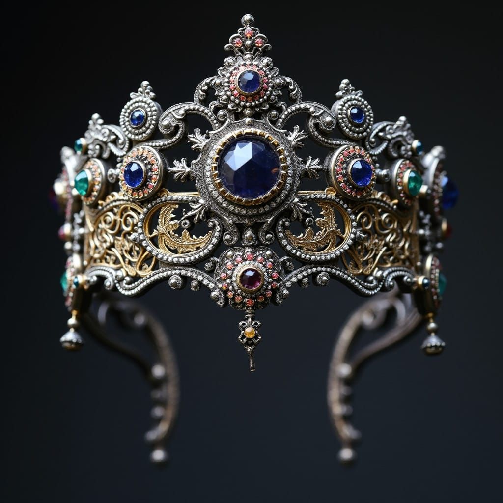 Luxurious Silver Diadem in Opulent Symbolism Style