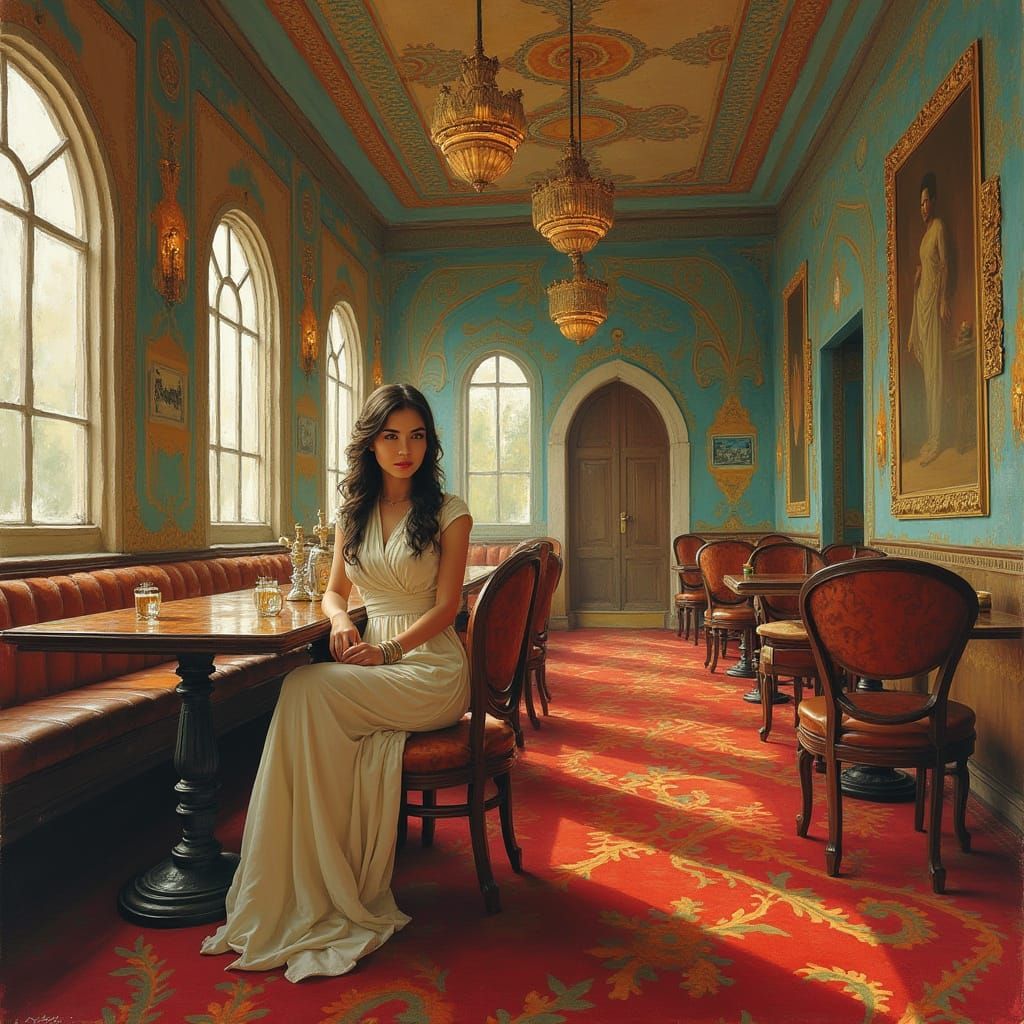 A Modern Pahlavi Era Cafe Scene