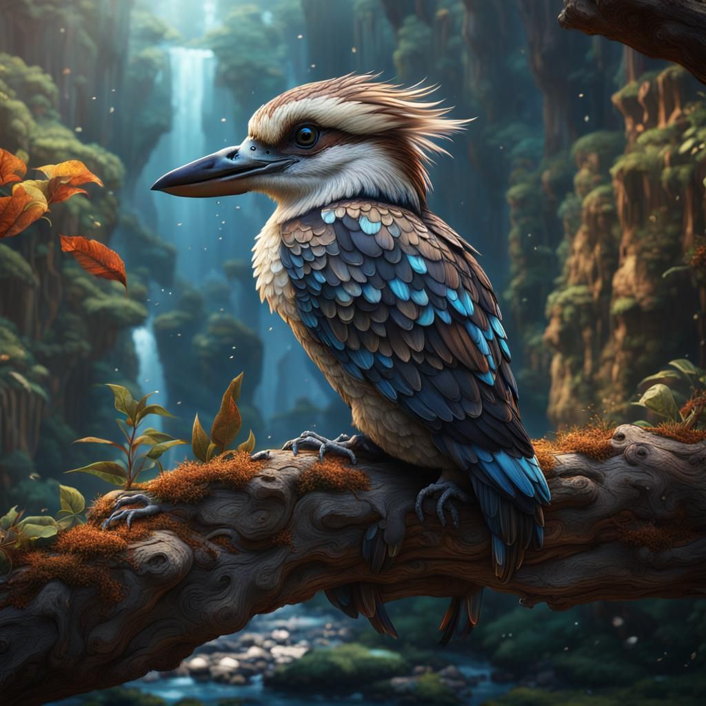 Detailed Kookaburra Matte Painting in Deep Color