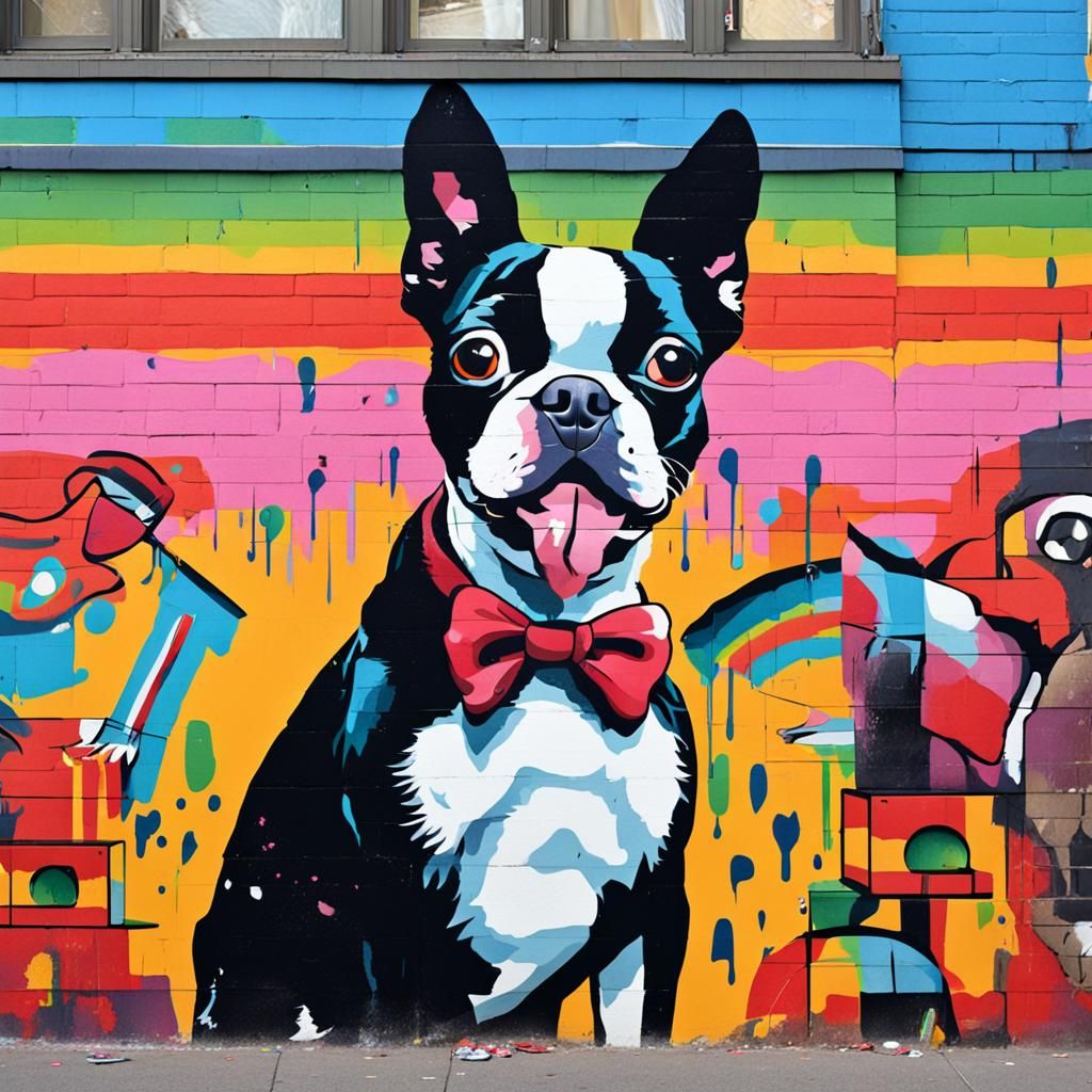 Colorful Boston Terrier Street Art
