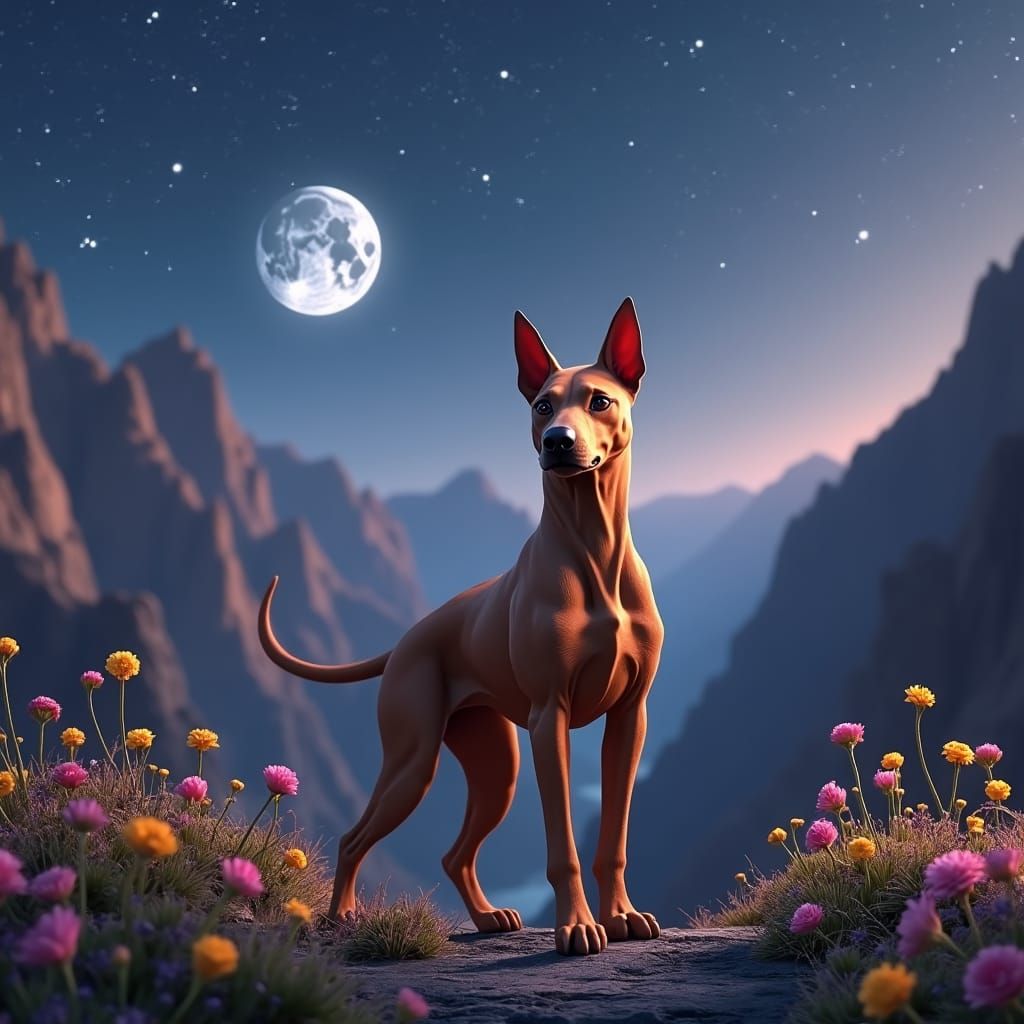 Regal Thai Ridgeback in Majestic Mountain Landscape