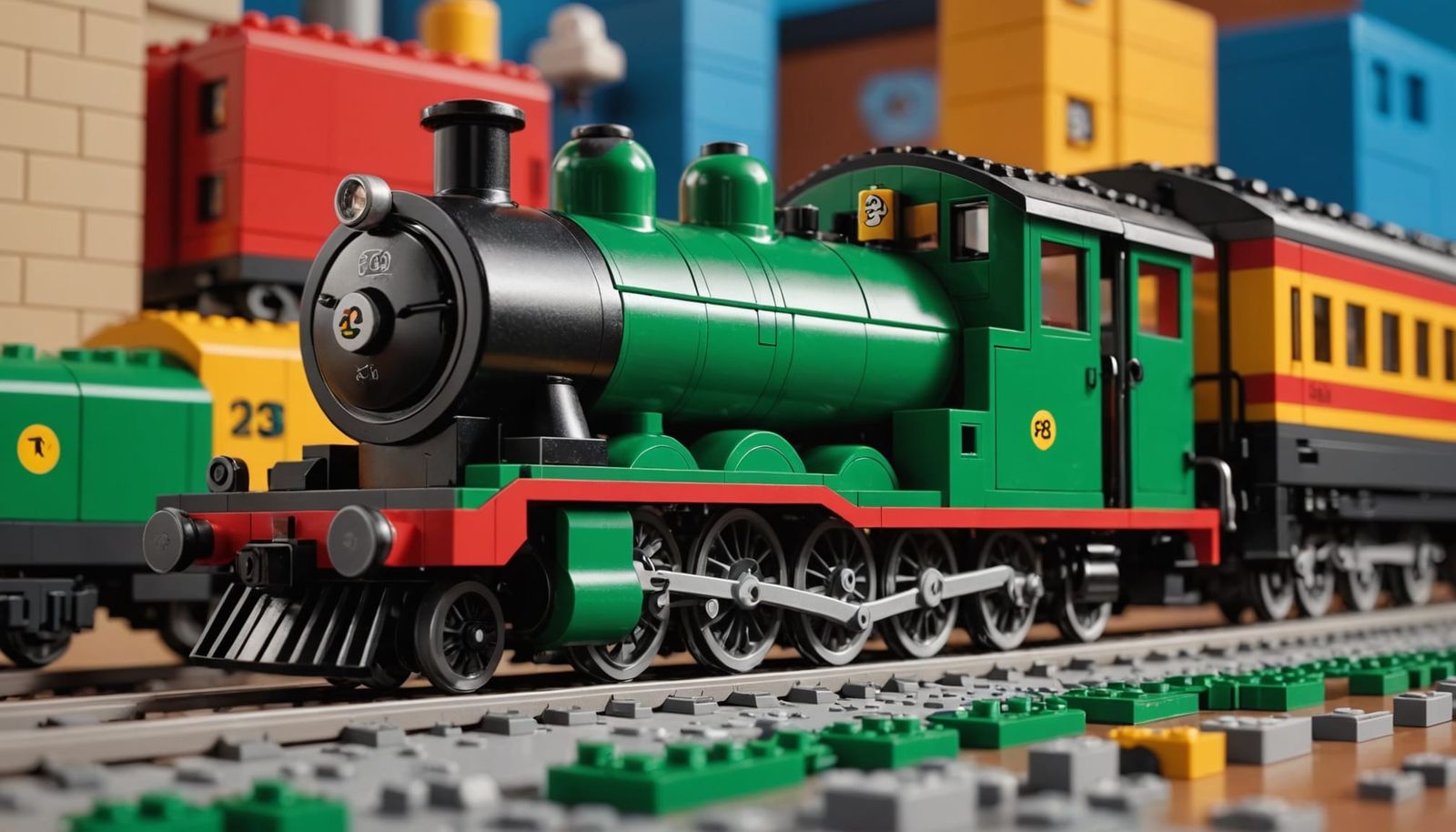Lego Train in Hyperrealistic Splash Art Style