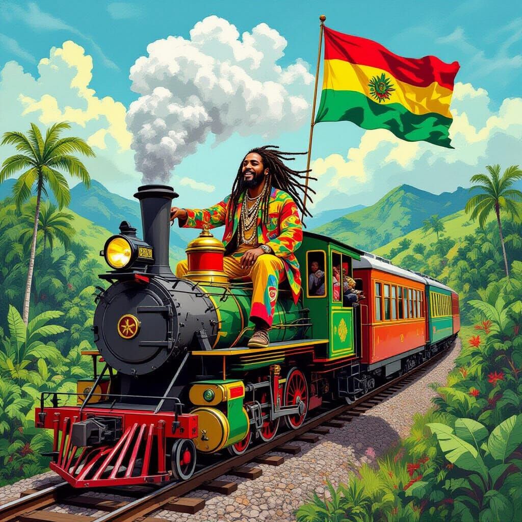 Zion Rides a Surreal Rastafarian Train in Dali Style