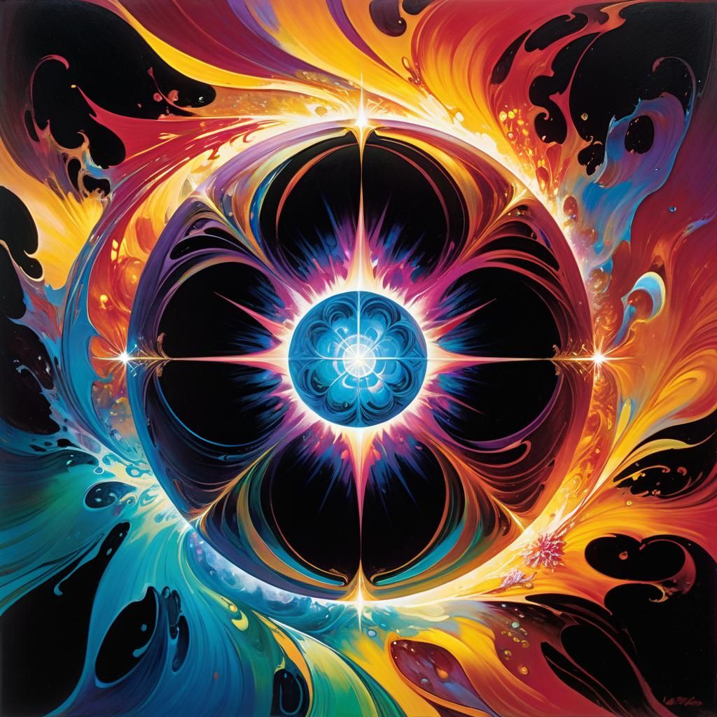 Radiating Fractal Rings: Vivid Expressionist Plasma Orb