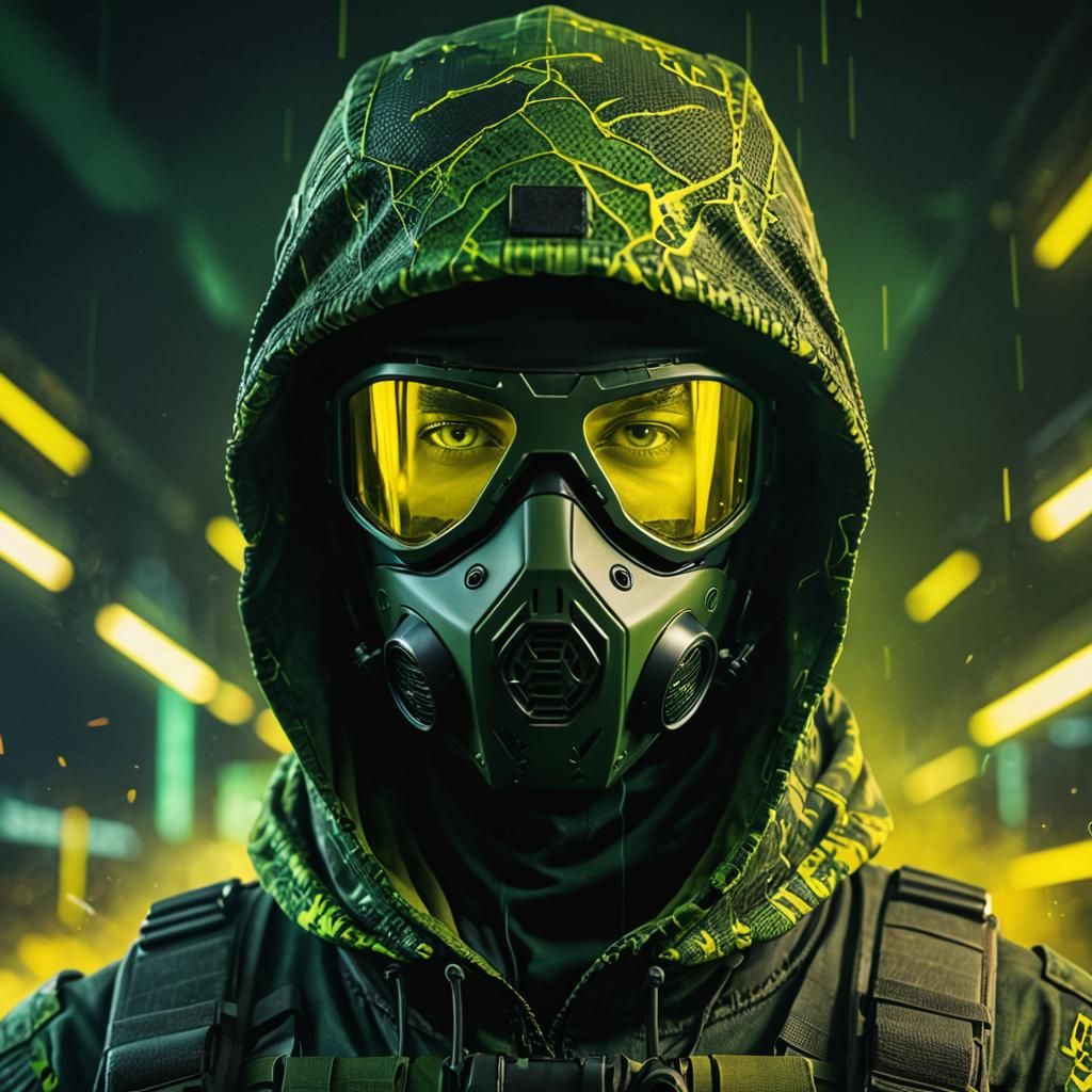 Futuristic Soldier Portrait with Night Vision Goggles