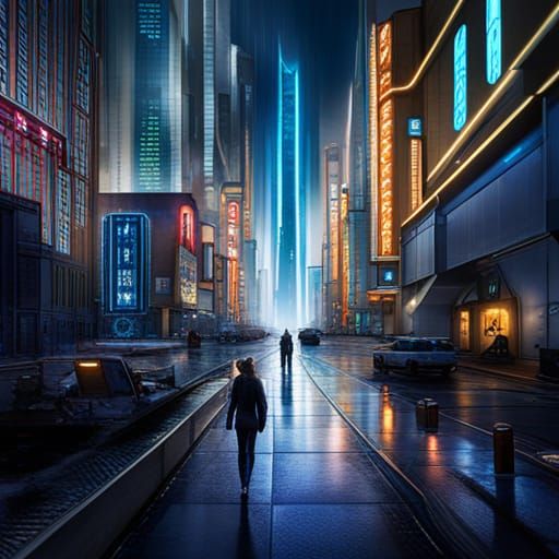Futuristic Cyber Cityscape at Night