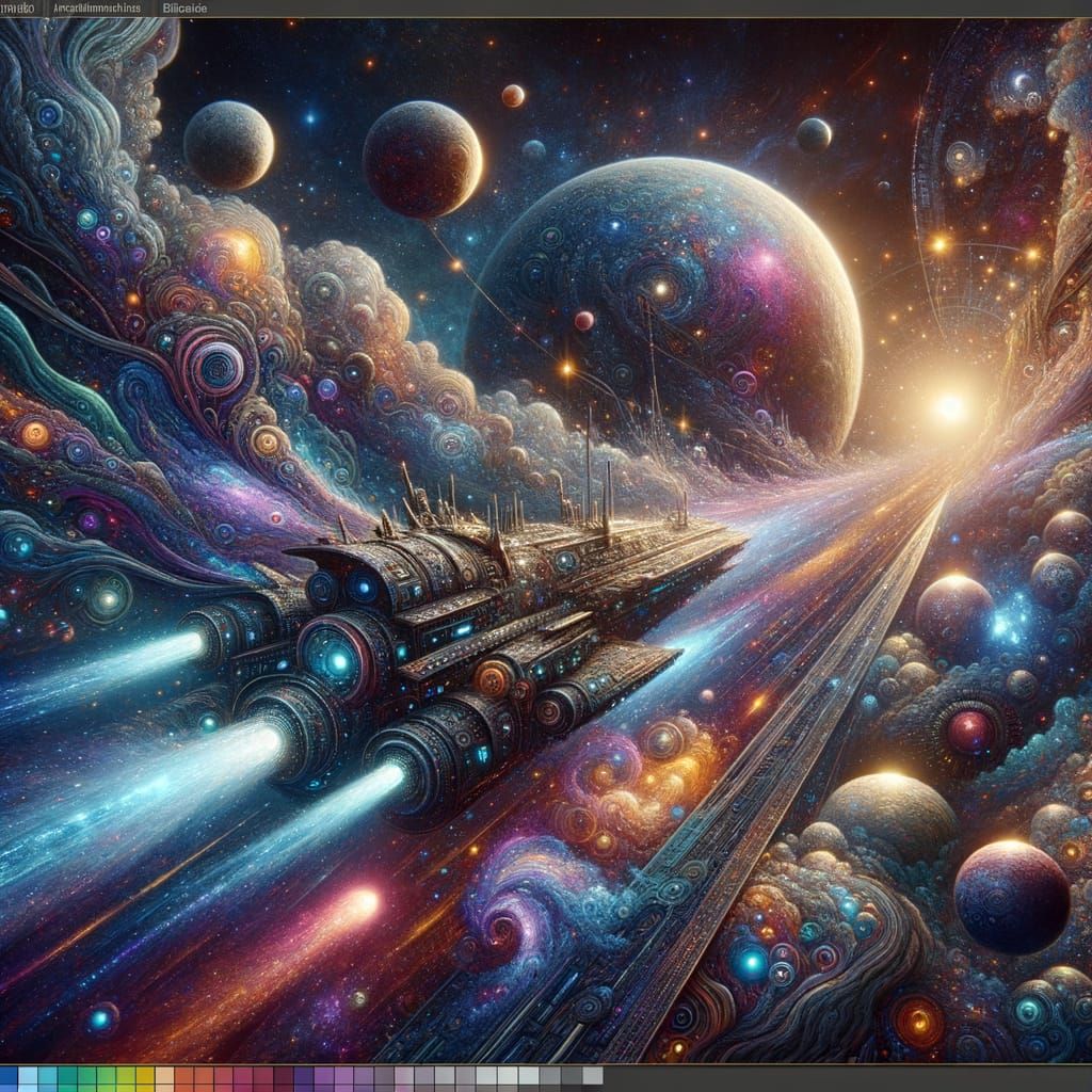 Futuristic Spaceship Journey Through the Cosmos