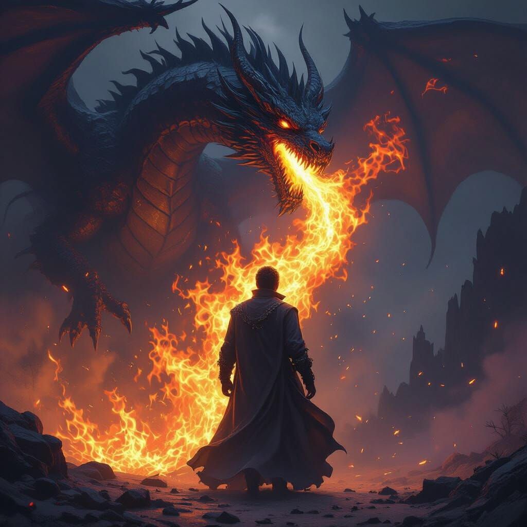 Dragon's Breath: A Dark Fantasy Scene