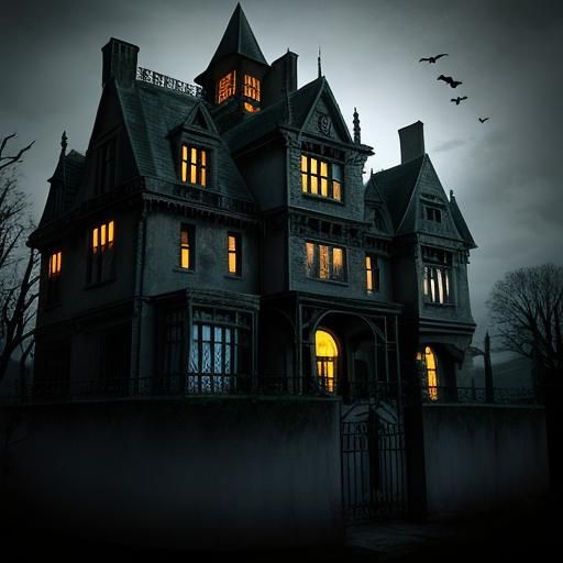 Eerie Haunted Manor in the Night