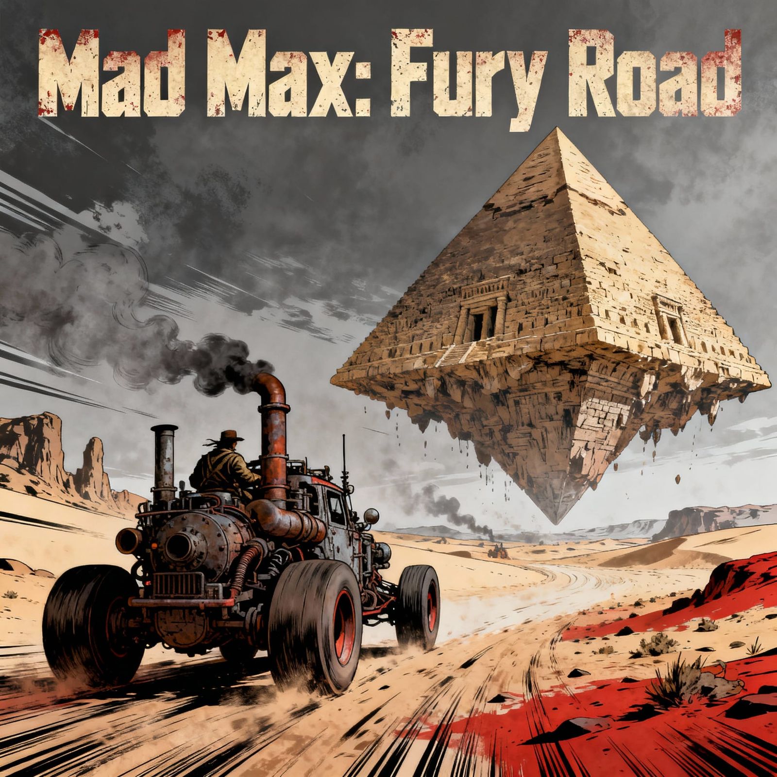 Mad Max War Rig Poster in Comic Book Style