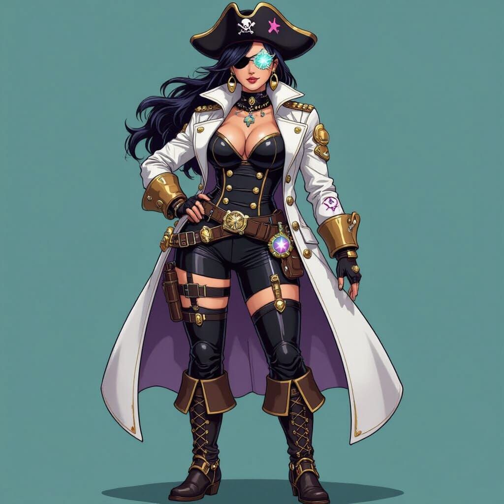 Anime Space Pirate Captain in Futuristic Style