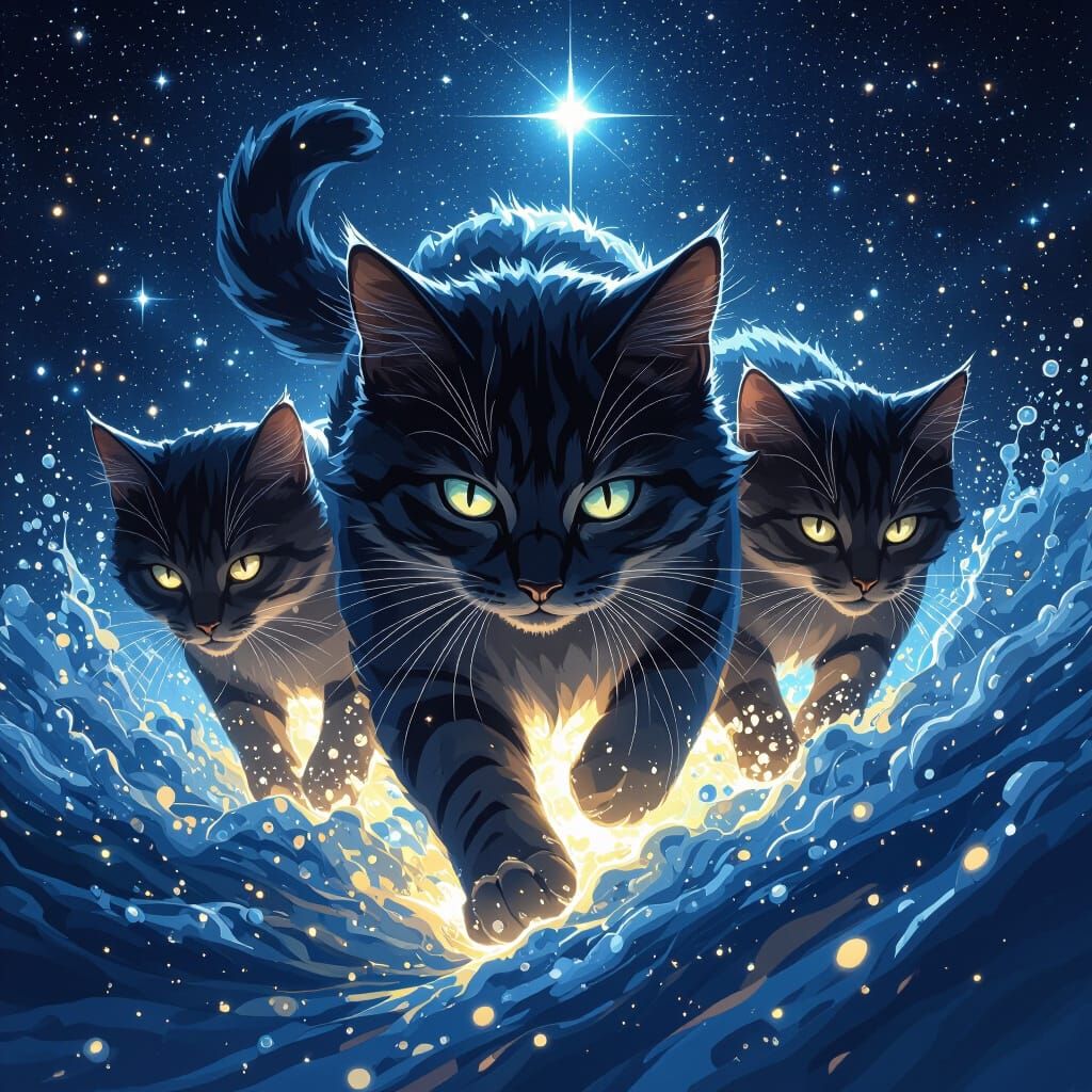 Prowling Cats Bathed in Starlight: Concept Art