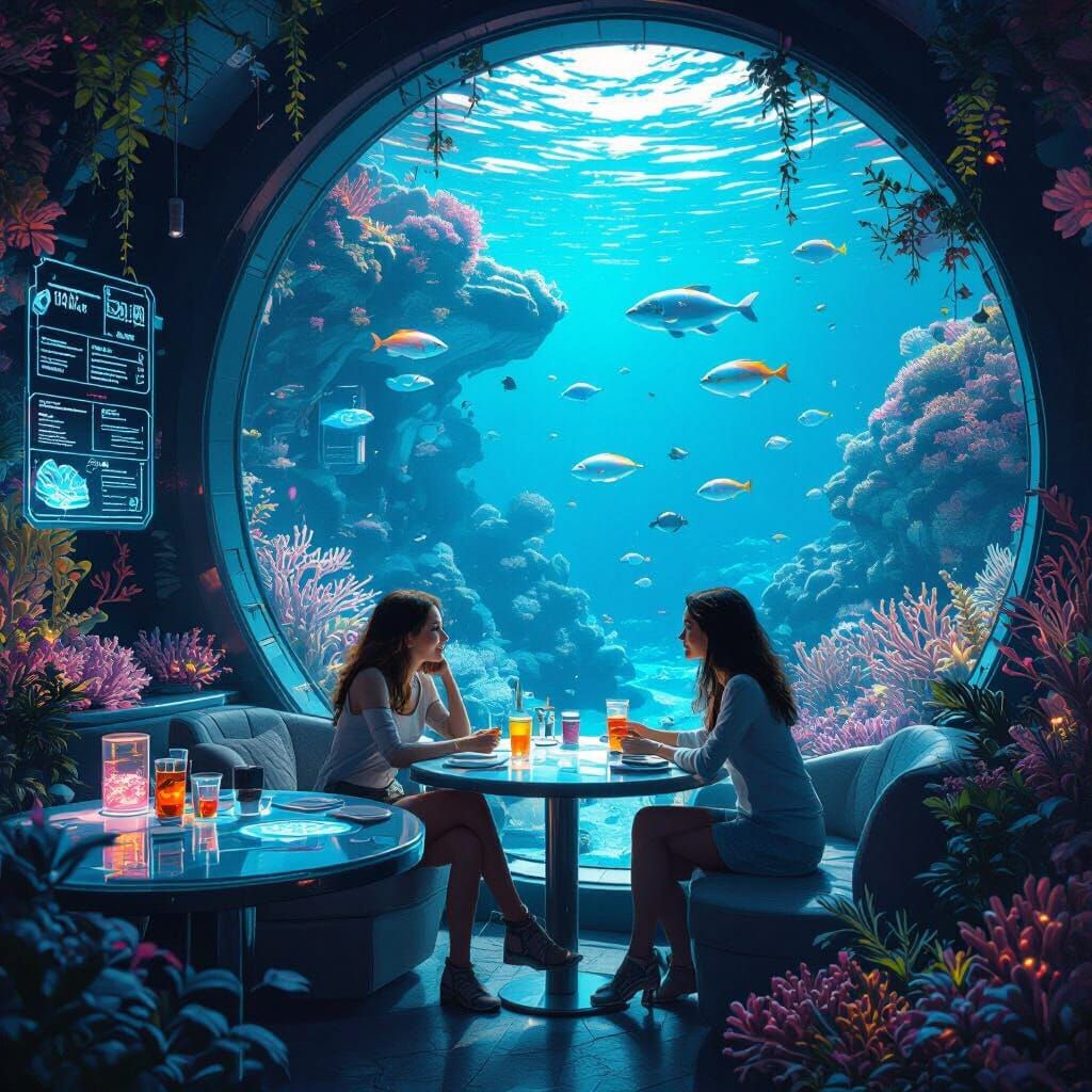 Underwater Café in Atlantis with Coral Architecture