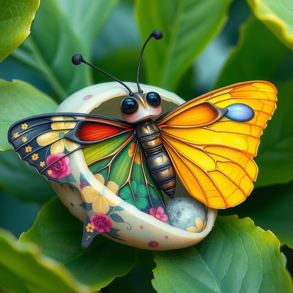 Mismatched Wings Butterfly in Surreal Style