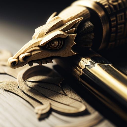 Dragon Relief Carving in Miniature Pencil Tip