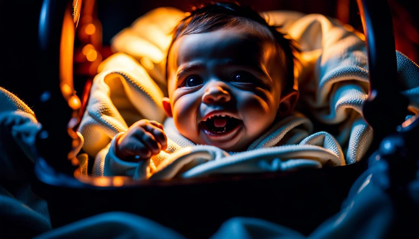 Vampire Cherub in Bassinet: Hyperrealistic Macro Photography
