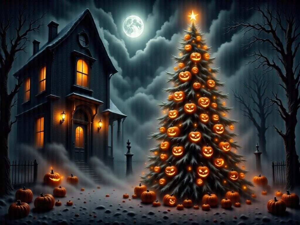 Ghostly Christmas Tree Blends Halloween and Holiday Spirit