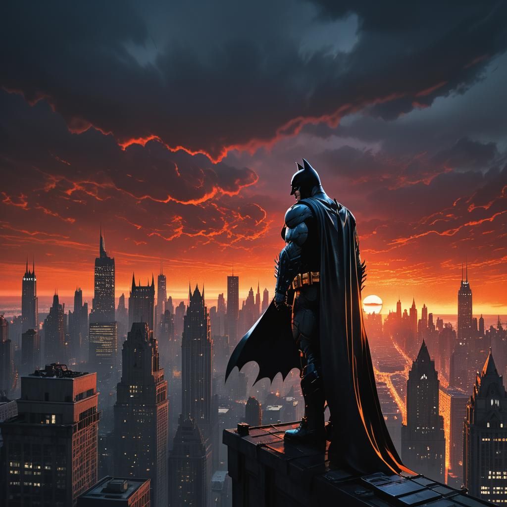 Batman Over Gotham City, Frank Miller Comic Style