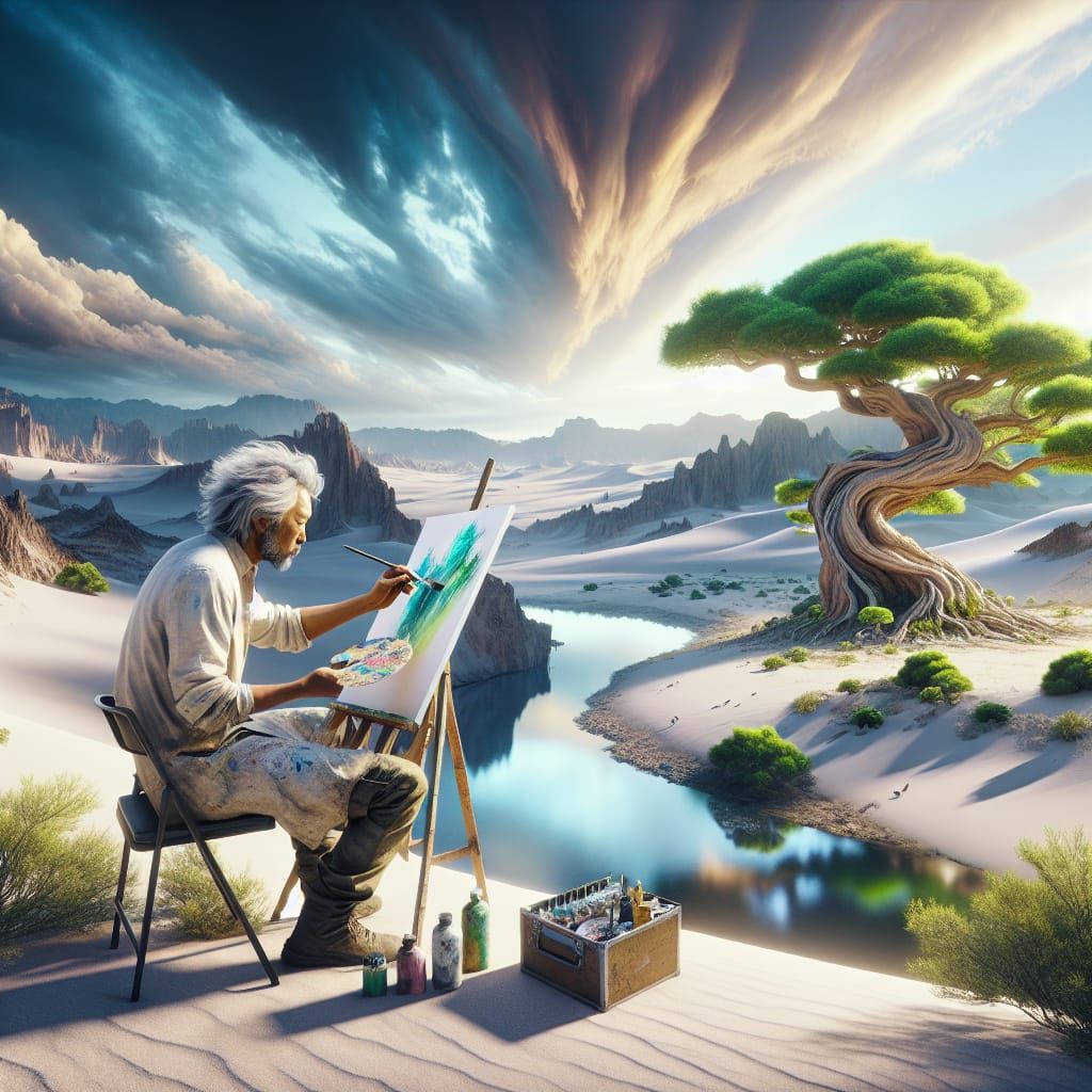 Desert Artist Painting a Masterpiece