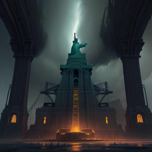 Statue of Liberty Inside a Tornado