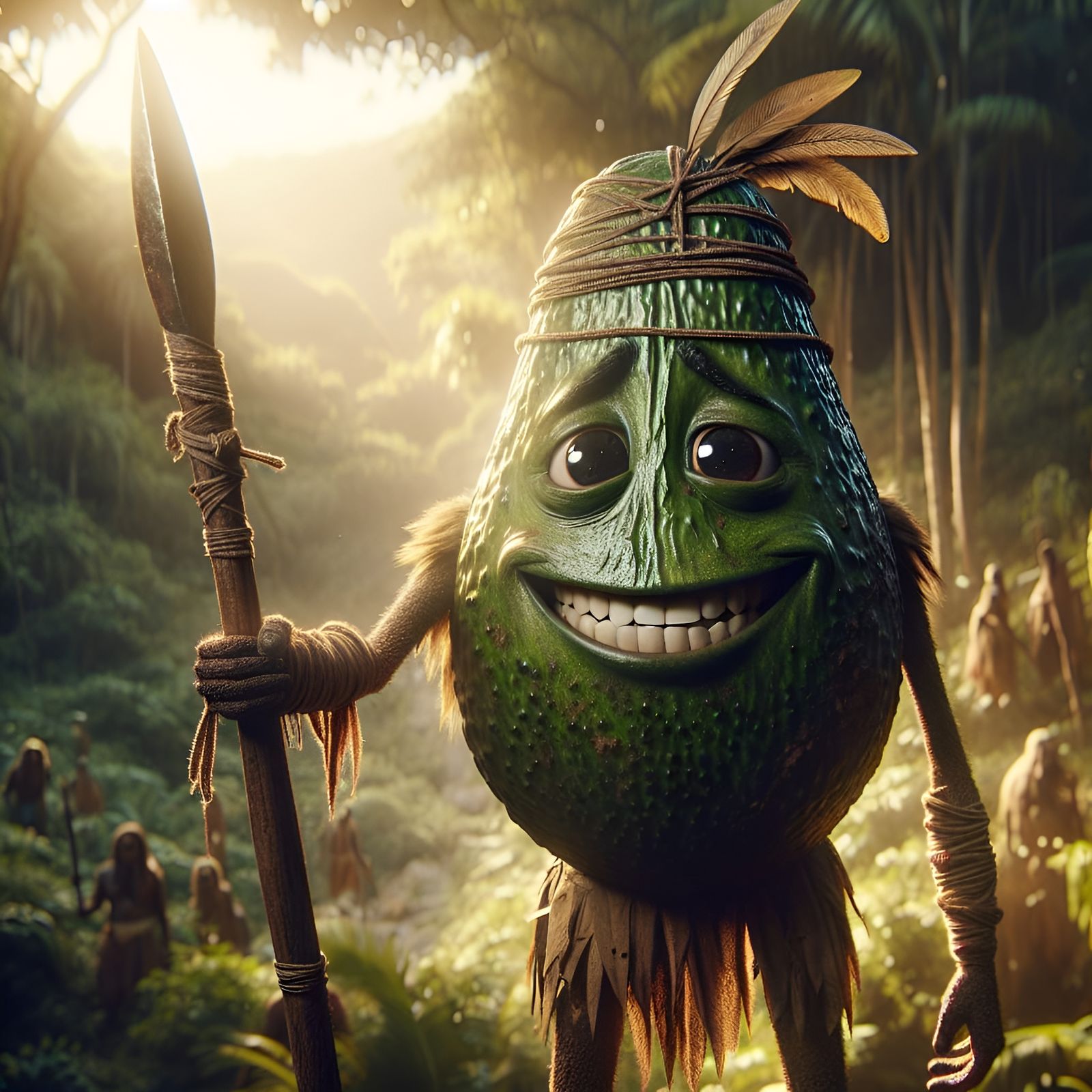Avocado Warrior in Jungle, Analog Style