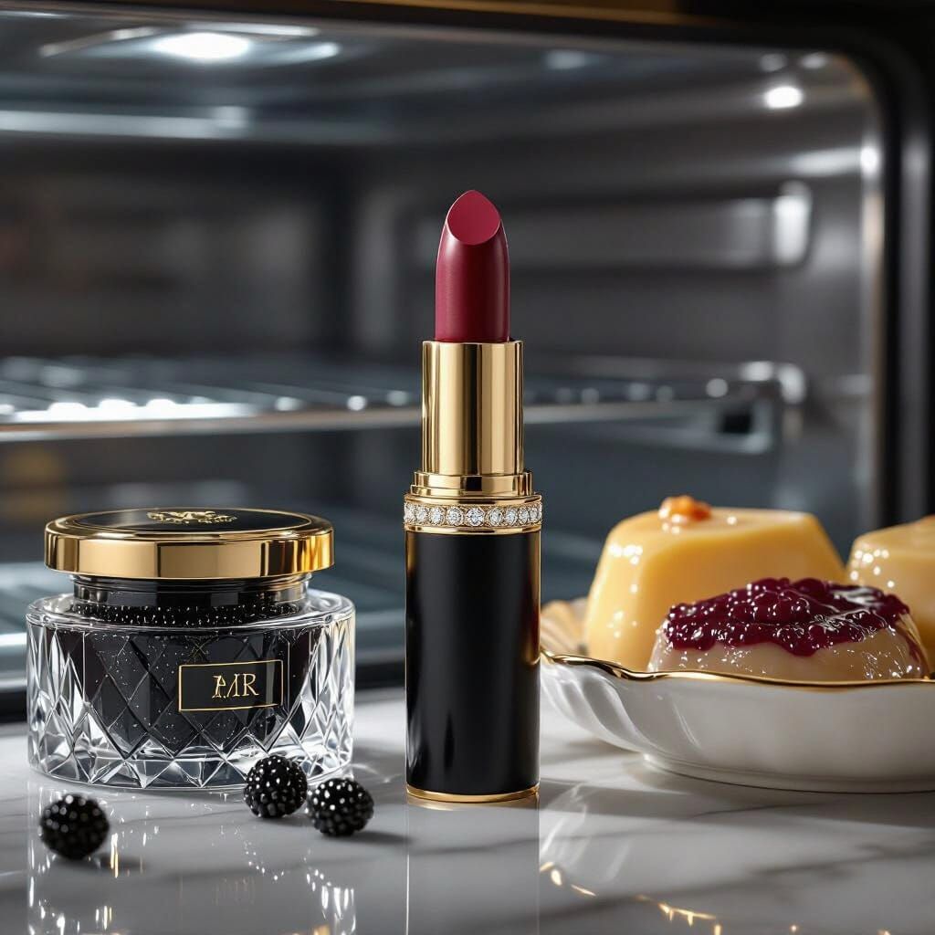 Luxury Lipstick & Caviar in High-End Refrigerator