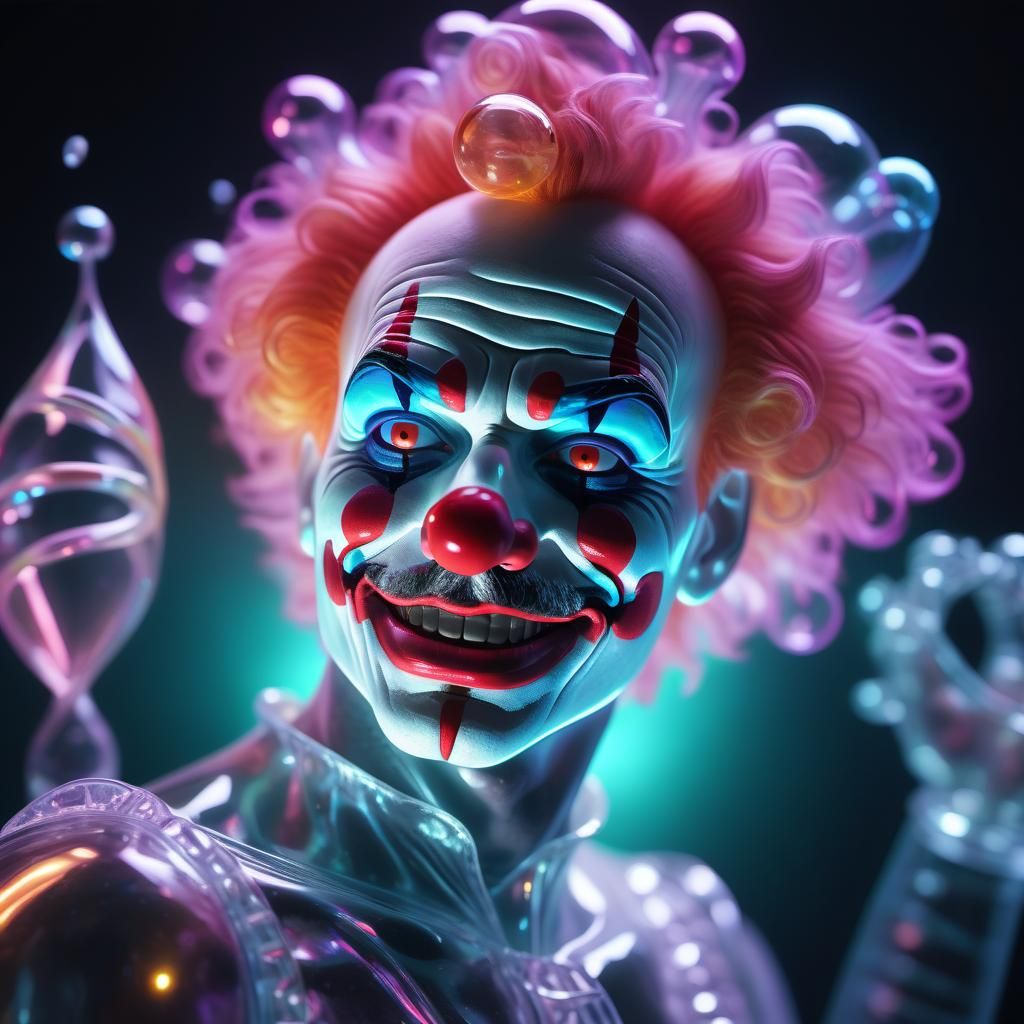 Glowing Glass Clown in Neon Colors