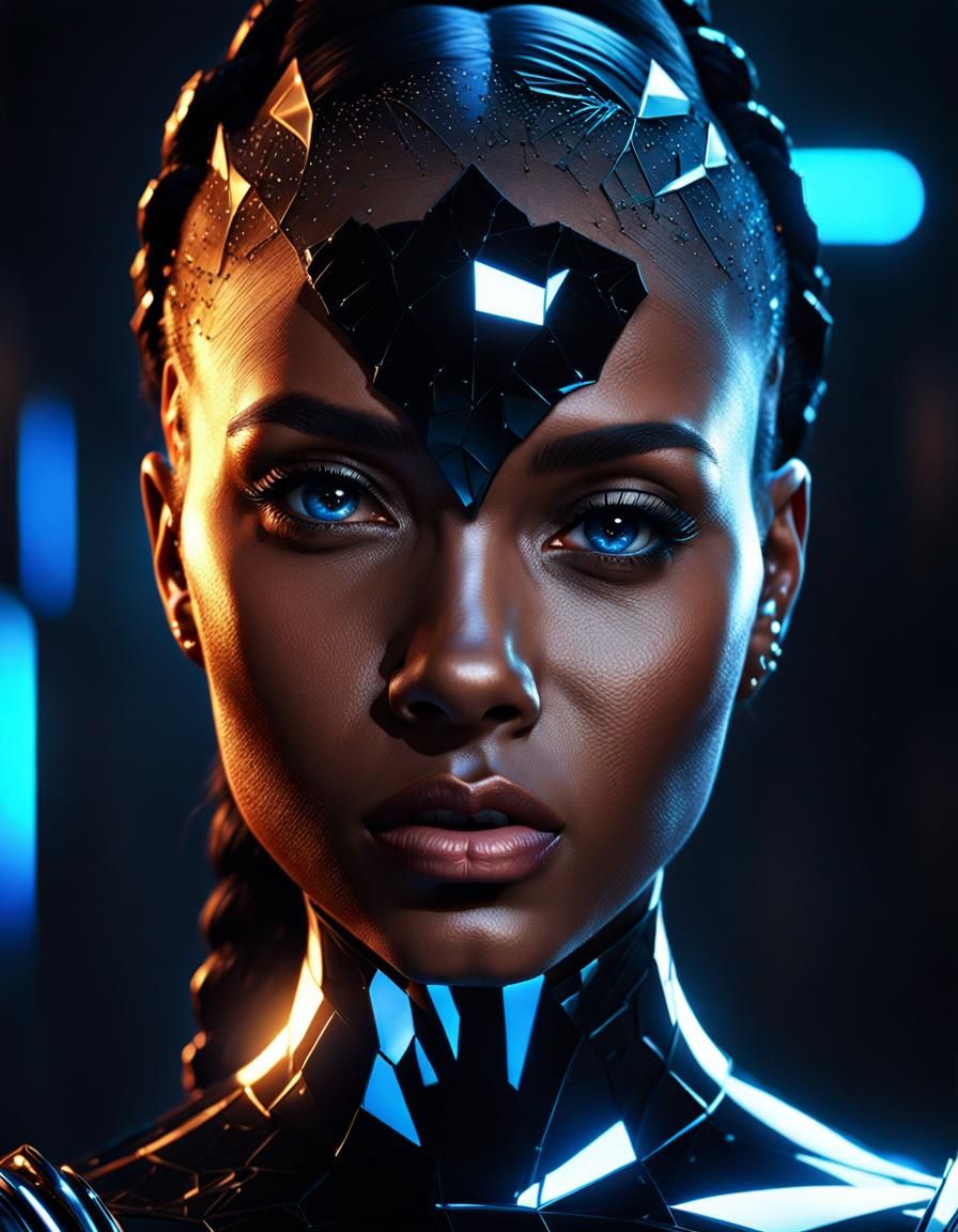 Mystical Portrait: Shattered Glass Skin in 8K