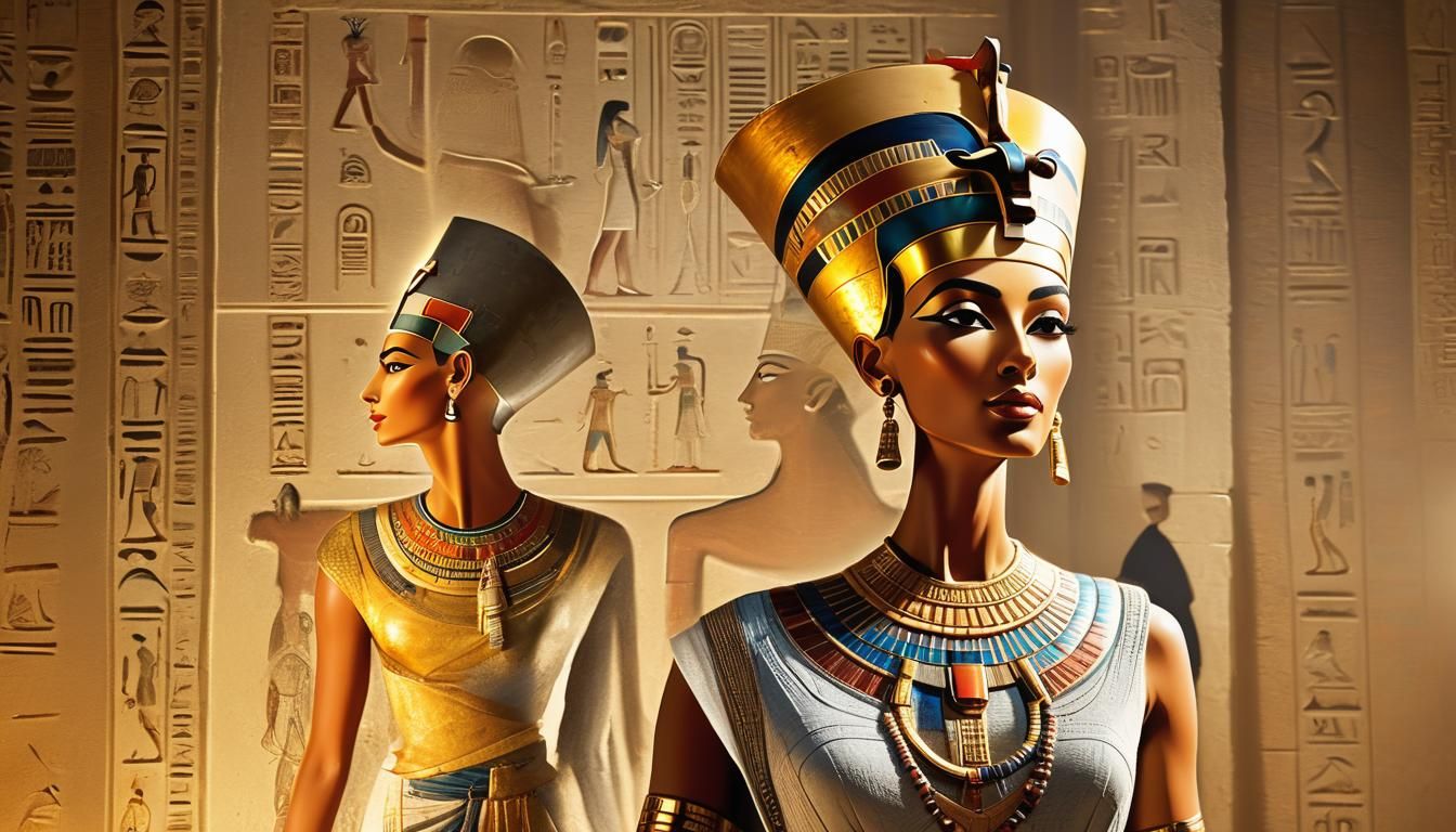 Nefertiti, Queen of Egypt, in Egyptian Revival Style